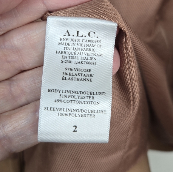 A.L.C Women Maverick Blazer Jacket  Coat Sz 2 Tan Orange Long Line Lace Up Cinch - Picture 10 of 12